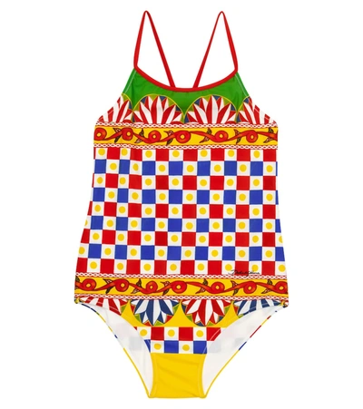 Dolce & Gabbana Babies' Geometric-print Swimsuit In 彩色