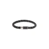 Tateossian Medium Black Braided Leather Bracelet In Black And Silver
