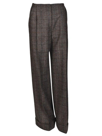Mulberry Checked Trousers In Grey
