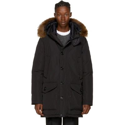 Moncler River Fur Trim Jacket In Blue