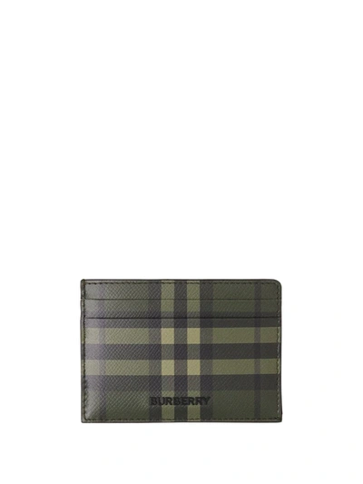 Burberry Check-print Cardholder In Grün