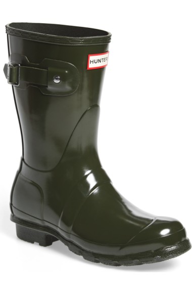 Hunter 'original Short' Gloss Rain Boot In Dark Olive | ModeSens