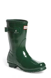 Hunter 'original Short' Gloss Rain Boot In  Green