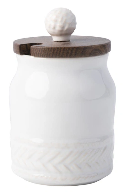 Juliska Le Panier Ceramic Sugar Pot In Whitewash