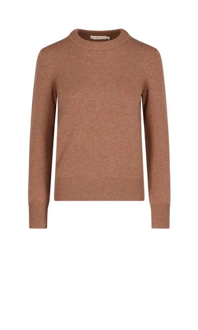Tory Burch Sequin-embellished Cashmere Jumper In Brown