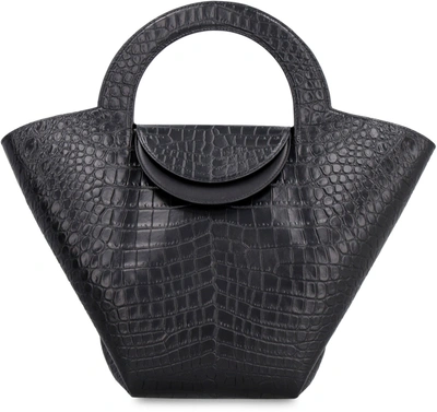 Bottega Veneta Doll Salon 01 Bag In Crocodile Print Leather In Black