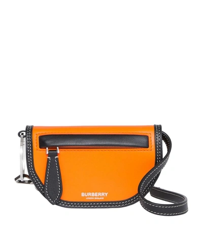 Burberry Leather Olympia Card Case With Detachable Strap In Orange