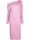 Tom Ford One-shoulder Cashmere And Silk-blend Midi Dress In Light Rose Bloom