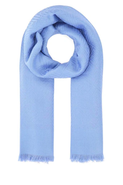 Fendi Ff Motif Jacquard Scarf In Blue