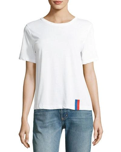 Kule Modern Solid Crewneck Short-sleeve Cotton Top In White