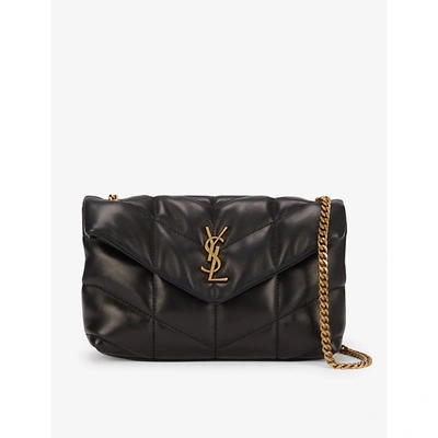 Saint Laurent Loulou Toy Puffer Leather Shoulder Bag In Black