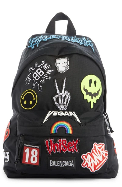 Balenciaga Oversize Xxl Gamer Patch Backpack In Black