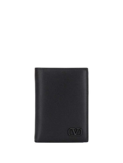 Valentino Garavani Valentino Vlogo Plaque Wallet In Black