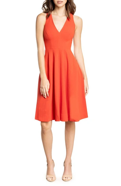 Dress The Population Catalina Fit & Flare Cocktail Dress In Orange