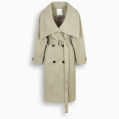 The Loom Khaki Wide-collar Trench Coat In Green