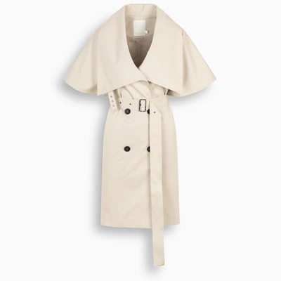 The Loom Ivory Short-sleeved Trench Coat With Wide Collar In Beige