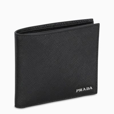 Prada Black Leather Wallet With Coin Holder