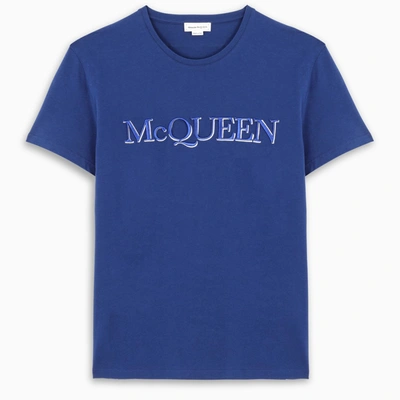 Alexander Mcqueen Blue Logo-print T-shirt