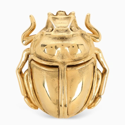 Saint Laurent Gold-tone Brass Scarab Ring In Metal