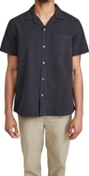 Alex Mill Short Sleeve Seersucker Button-up Camp Shirt In Black