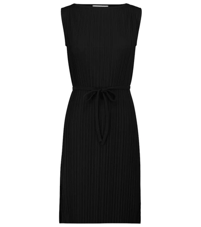 Max Mara Leisure Teulada Belted Crinkled Plissé-jersey Tunic In Black