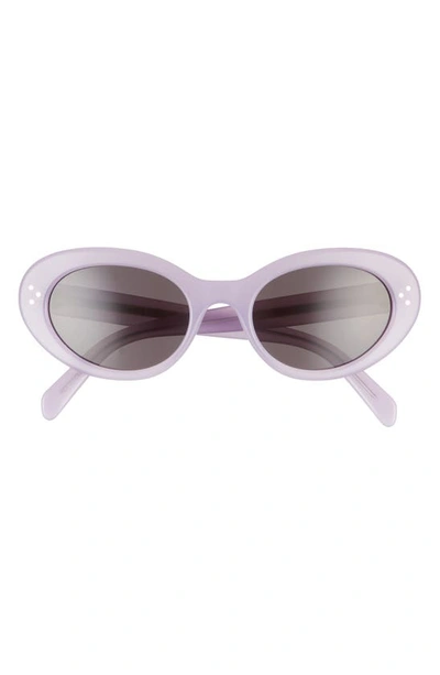 Celine 53mm Cat Eye Sunglasses In Shiny Milky Lilac/ Smoke