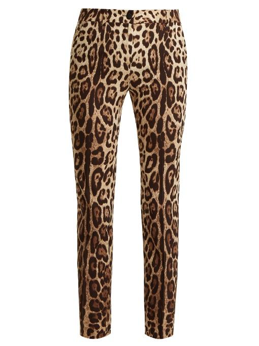 Dolce & Gabbana Skinny-leg Leopard-print Stretch-silk Trousers | ModeSens