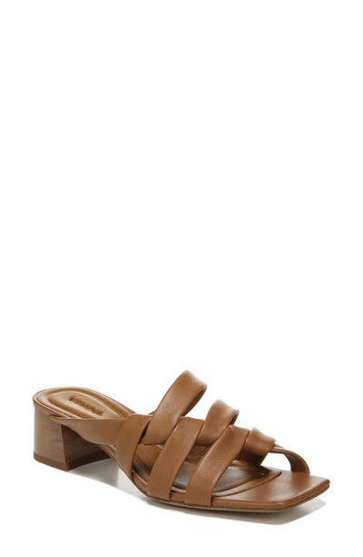 Vince Tessa City Leather Block-heel Mules In Cuoio