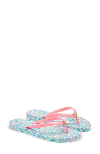 Lilly Pulitzerr Pool Flip Flop In Blue Ibiza Cabana