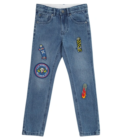 Stella Mccartney Teen Embroidered-patches Jeans In 蓝色