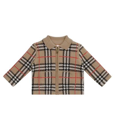 Burberry Kids' Baby's Issy Vintage-check Merino Wool Jacket In Beige