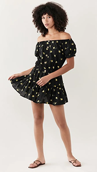 Eberjey Womens Black Nostalgia Garden Elsie Floral-print Cotton Mini Dress L In Black