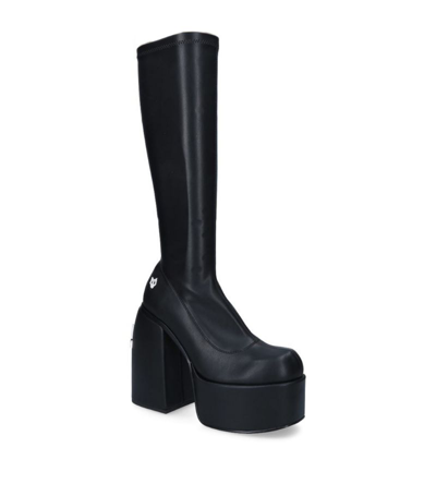 Naked Wolfe Spice Faux-leather Knee-thigh Heeled Boots In Black