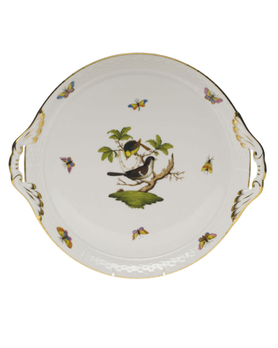 Herend Rothschild Bird Round Tray With Handles In Motif