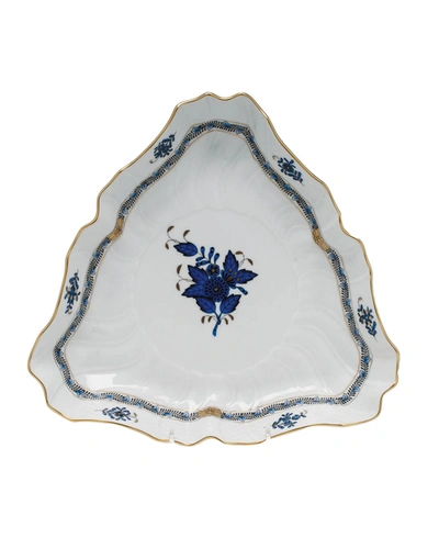 Herend Chinese Bouquet Black Sapphire Triangle Dish