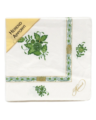 Herend Chinese Bouquet Green Paper Napkins, Set Of 20
