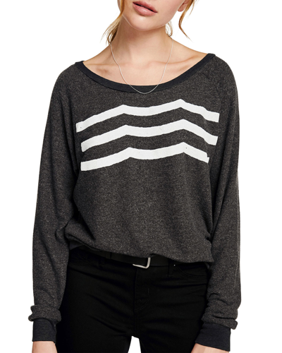 Sol Angeles Waves Boat-neck Long-sleeve Pullover Top In V.black