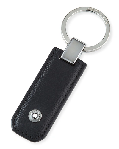 Montblanc 4810 Westside Leather Key Fob - Black In Black,gunmetal
