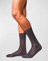 Falke No. 9 Fil D'ecosse Mercerized Dress Socks In Dark Navy