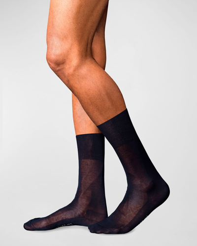 Falke Men's Egyptian Cotton Dress Socks In Dark Navy