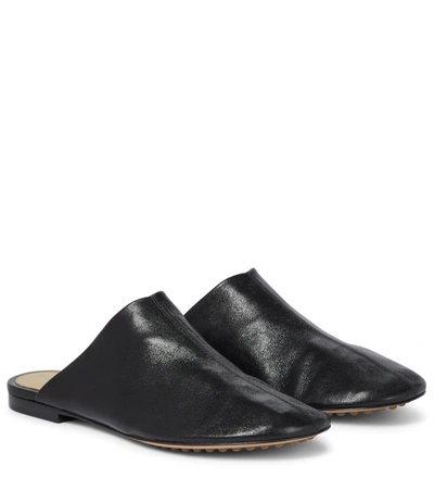 Bottega Veneta Dot Sock Leather Slippers In Black