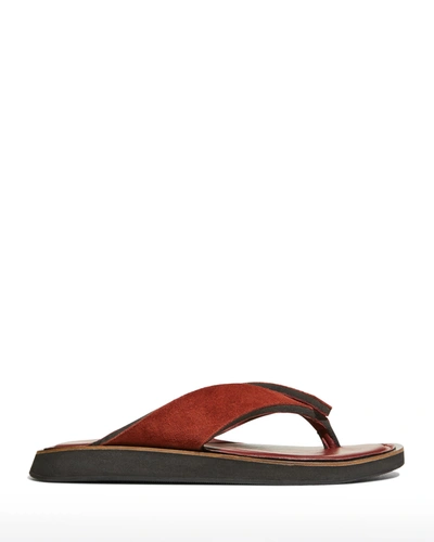Rag & Bone Parker Suede Thong Sandals In Rustsuede
