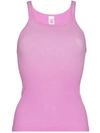 Re/done Ribbed Cotton Tank Top In Rosa