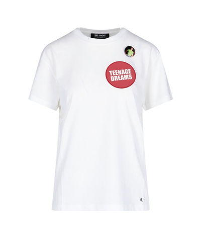 Raf Simons Teenage Dreams-patch Cotton T-shirt In White