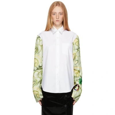 Raf Simons Swirl Print Silk & Cotton Shirt In Yellow