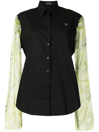 RAF SIMONS CONTRAST-SLEEVE COTTON SHIRT 