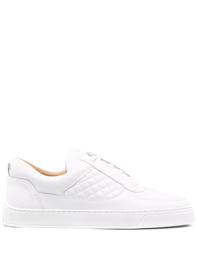 Leandro Lopes Quilted Low-top Leather Trainers In Weiss