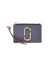 Marc Jacobs Small The Snapshot Zip Leather Card Case In Cylinder Gray Multi