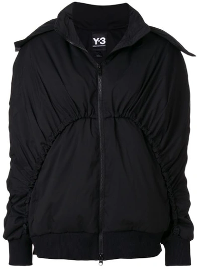 Y-3 Detachable Hood Down Jacket In Black