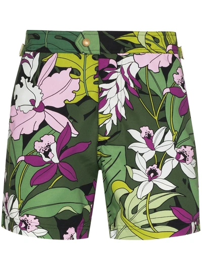 Tom Ford Floral Print Swimming Shorts In Grün